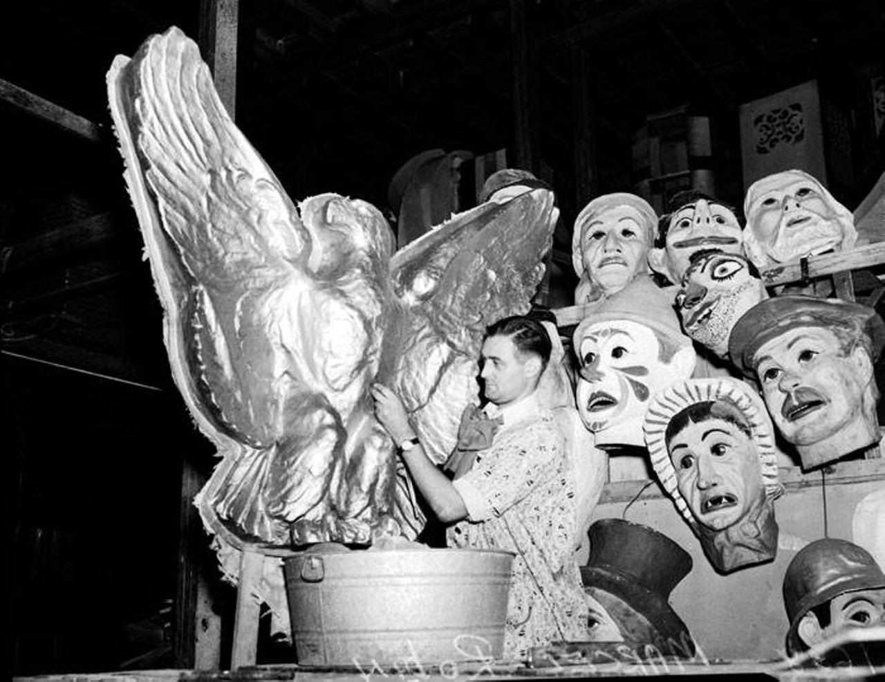 Marcel Robin Working on a Parade Float
Marcel could probably feel the judgy looks behind him as he was constructing this float.
