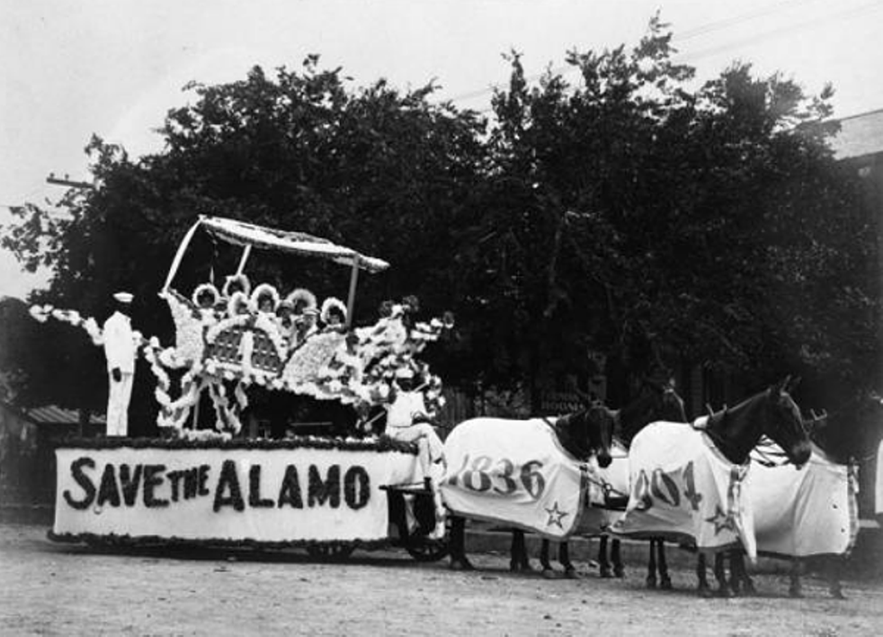 "Save the Alamo" Float, sponsored by Joske's, in the 1904 Battle of Flowers Parade
Protecting the Alamo has been an issue since the very beginning.