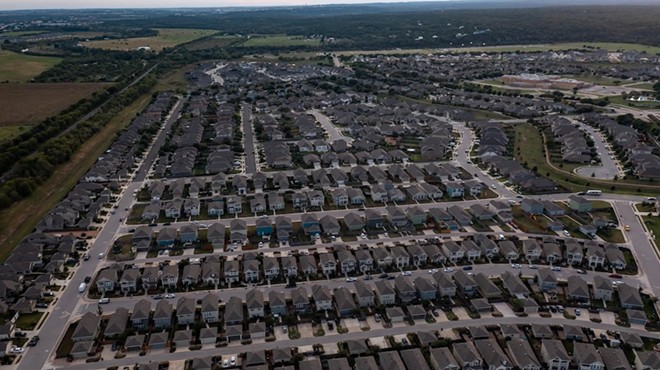 An aerial image of a suburban neighborhood in San Marcos in October 2021.