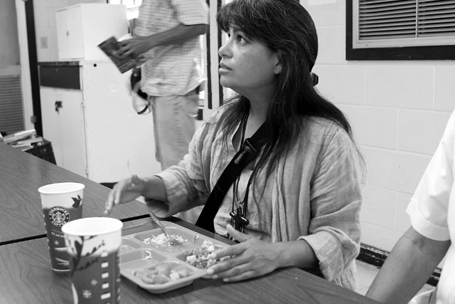 Lorenza Andrade-Smith at the Good Neighbor Settlement House in Brownsville on her trek along the U.S./Mexico border last month. - MICHAEL BARAJAS