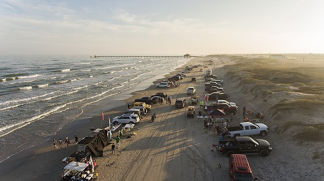 People park on the beach in South Padre Island, pre-COVID.