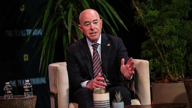 Alejandro Mayorkas, U.S. Secretary of Homeland Security, speaks about border issues with Laura Barrón-López, correspondent for PBS News Hour, at The Texas Tribune Festival in Austin, TX on Sept. 6, 2024.