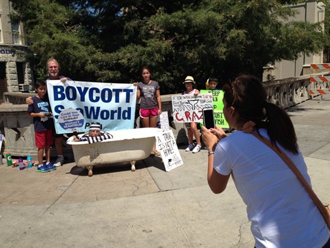 PETA protests against Sea World last summer in downtown San Antonio. - PEOPLE FOR THE ETHICAL TREATMENT OF ANIMALS.