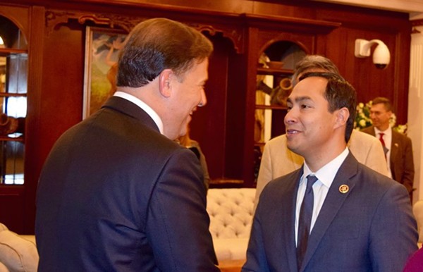 Congressman Joaquin Castro of SA met Panamanian President Juan Carlos Varela at the Summit of the Americas. - Joaquin Castro