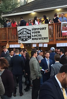 Craft beer bills are brewing at the Capitol. This photo shows a Texas Craft Brewers Guild legislative happy hour.
