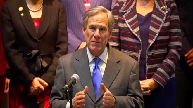 Gov. Greg Abbott speaks at his press conference proposing new penalties for rioting.