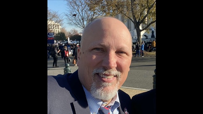 U.S. Rep. Chip Roy stops for a selfie in front of the U.S. Supreme Court.