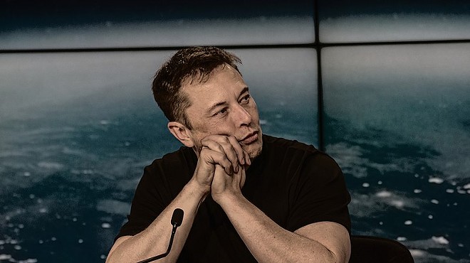Elon Musk appears at a press conference following one of his company SpaceX's launches.