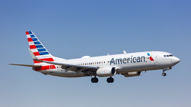 An American Airlines Boeing 737-800 jet takes flight.