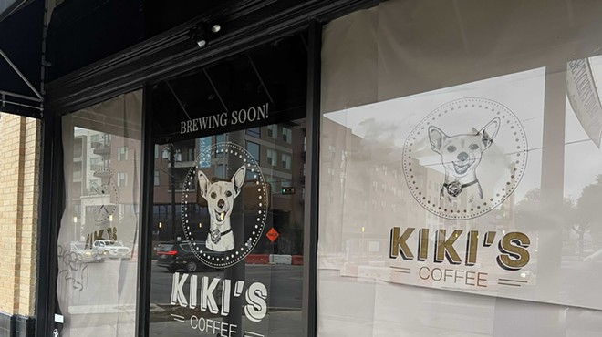 Signage for new coffee spot Kiki’s Coffee has popped up near Maverick Park.