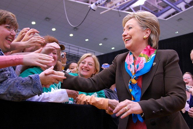 Hillary Clinton works the crowd during a 2008 campaign stop. - VIA FLICKR USER PENN STATE