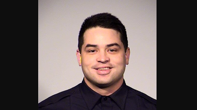 Officer Gabriel Flores, 29, was arrested around midnight Thursday.