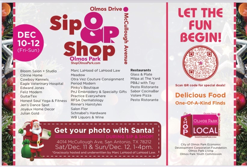 Olmos Park Holiday SIP & SHOP Dec. 10,11,12