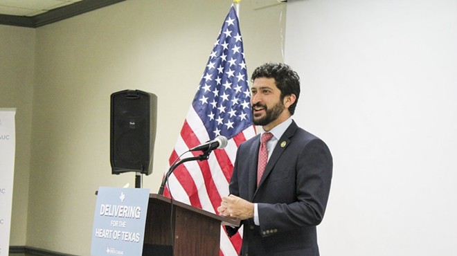 Democratic Congressman Greg Casar speaks at offices of the Mexican American Unity Council.