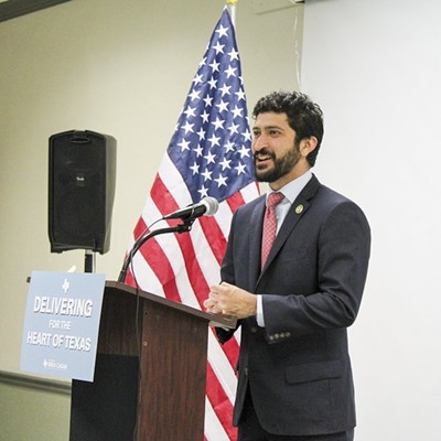 Democratic Congressman Greg Casar speaks at offices of the Mexican American Unity Council.