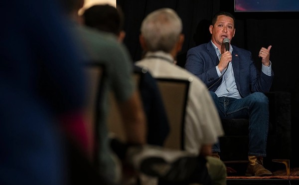 Tony Gonzales is interviewed by moderator Jake Sherman during a one-on-one conversation at The Texas Tribune Festival in Austin on Sept. 5, 2024.