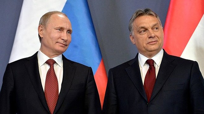 Hungarian Prime Minister Viktor Orban meets with Russian Prime Minister Vladimir Putin in 2015.