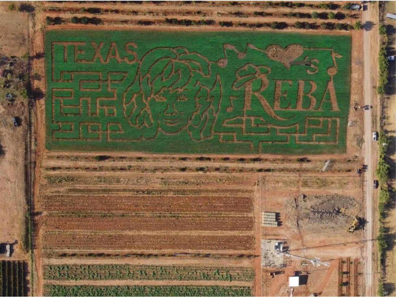 Jenschke Orchards
8301 East U.S. Hwy. 290, Fredericksburg, (830) 997-8422, bestfredericksburgpeaches.com
Jenschke Orchards’ 2023 corn maze honors country icon Reba McEntire. In addition to the 5-acre maze, fall season activities at Jenschke include wagon rides, a pick your own pumpkin patch, a corn pit and barnyard rollers.
