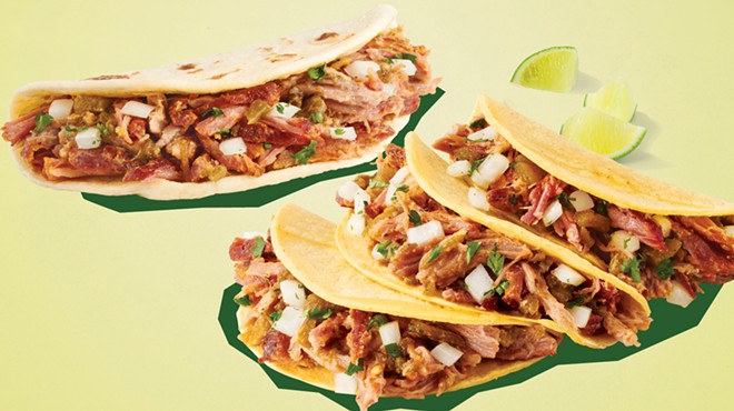 Taco Cabana's Hatch chile smoked pulled-pork tacos are among its new menu items.