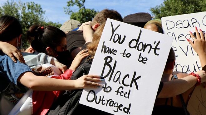 Protesters gather together at a San Antonio Black Lives Matter protest this spring.