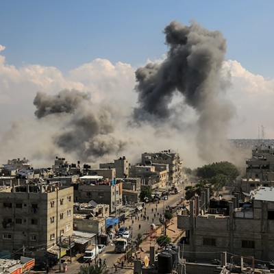 Smoke rises from an Israeli airstrike in Gaza in October, 2023.