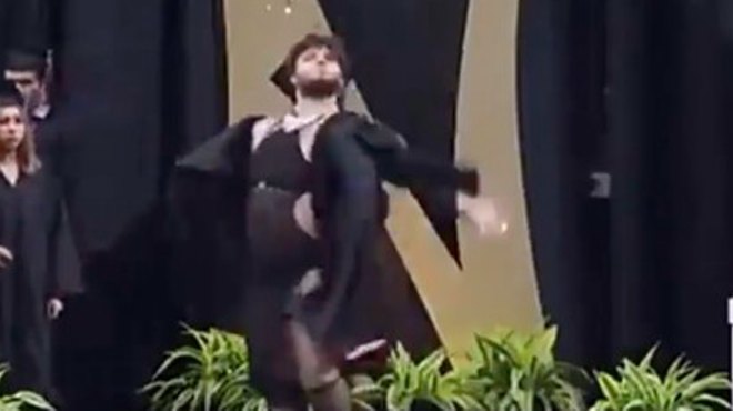 San Antonio high school graduation walk goes viral after student shows off revealing dress under robe