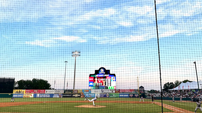 A pitcher throws during an early season San Antonio Missions baseball game.