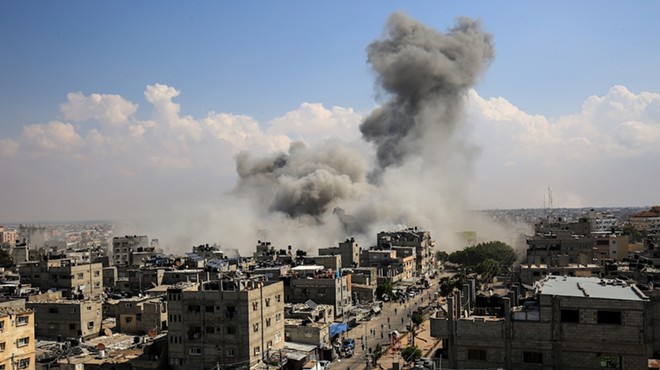 Smoke rises after Israeli air strikes in the city of Rafah in the southern Gaza Strip last October.