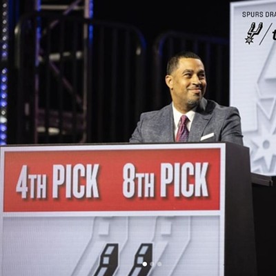 Spurs General Manager Brian Wright smiles after landing the No. 4 and No. 8 picks at the 2024 NBA Draft Lottery in Chicago.