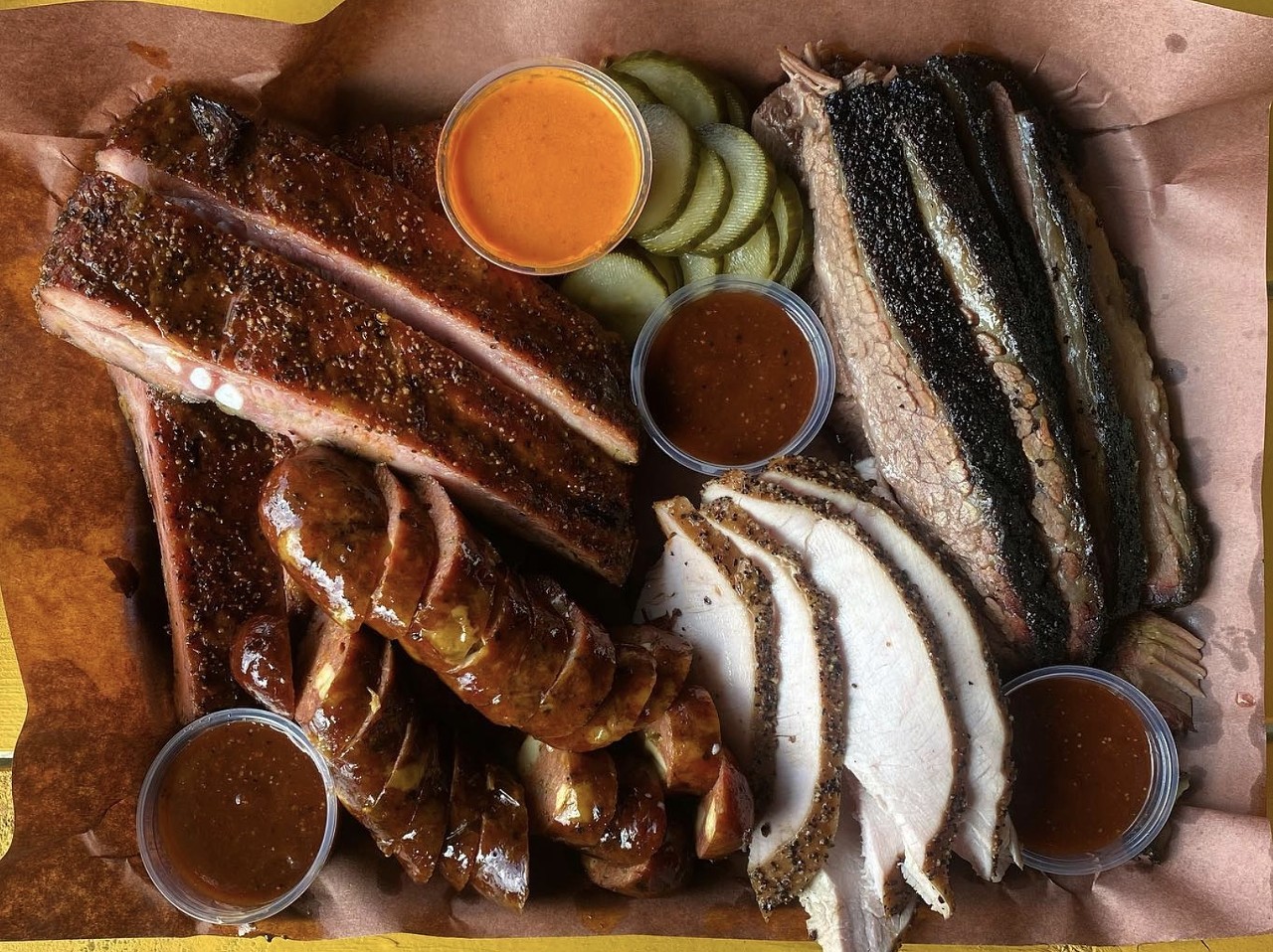 Reese Bros. BBQ
906 Hoefgen Ave., (512) 925-9205, reesebrosbbq.com
After years of serving up barbecue at pop-ups in the south and west parts of the Lone Star State, San Antonio natives Nick and Elliot Reese decided to open a brick and mortar location of Reese Bros in their hometown. The brothers are known for their famous sausage, turkey, ribs and 14-hour smoked brisket.
