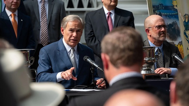 Gov. Greg Abbott at a press conference at the Governor's Mansion in March 2023.