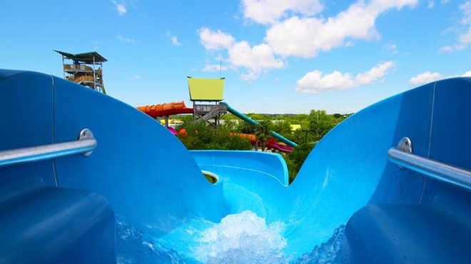 A view from a water slide at Sea World San Antonio.