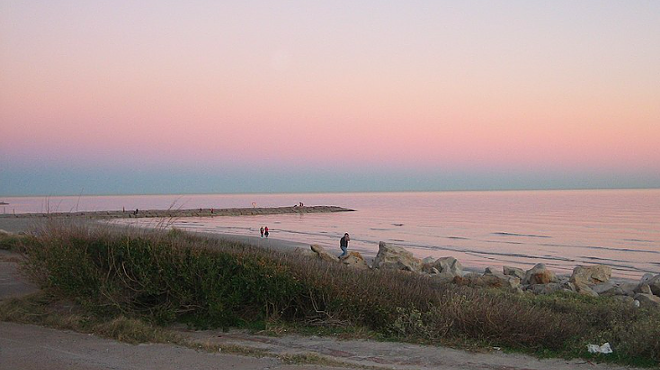 Galveston, shown here, is under a mandatory evacuation order by its mayor.