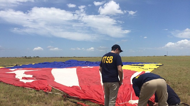 National Transportation Safety Board investigators conduct work at the fatal hot-air balloon crash that killed 16 people in Lockhart, Texas in 2016.