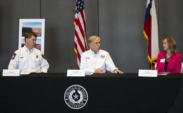 exas Governor Greg Abbott, center, speaks at a press conference with Nim Kidd chief of the Texas Division of Emergency Management, left, and Hutchinson County Judge Cindy Irwin, right, Friday, March. 1, 2024, in Borger, Texas.