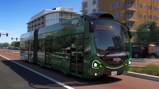 A conceptual image shows a VIA Green Line vehicle moving along its dedicated lane.