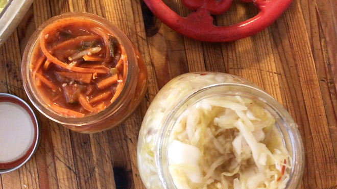 Fermented cabbage — shown here in kimchi and sauerkraut — is great for boosting immunity.
