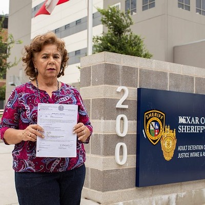 Former Castle Hills councilwoman Sylvia Gonzalez stands outside the Bexar County Sheriff's Office.