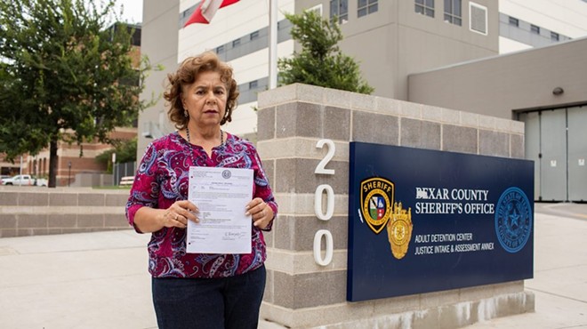 Former Castle Hills Councilwoman Sylvia Gonzalez stands outside the Bexar County Sheriff's Office.