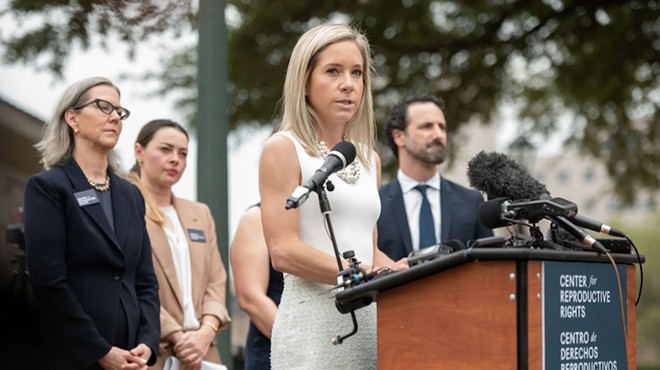 Amanda Zurawski speaks at a press conference announcing the filing of Zurawski v. Texas at the Capitol on March 7. On Wednesday, she testified in court about the impact of Texas’ abortion ban on her pregnancy loss.