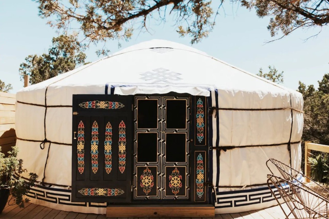 Private, Romantic Yurt , Wimberley
$276 per night
This yurt is the perfect spot for Central Texas glamping. The hand-embroidered tent adds a pop of color to the Mongolian-style dwelling.