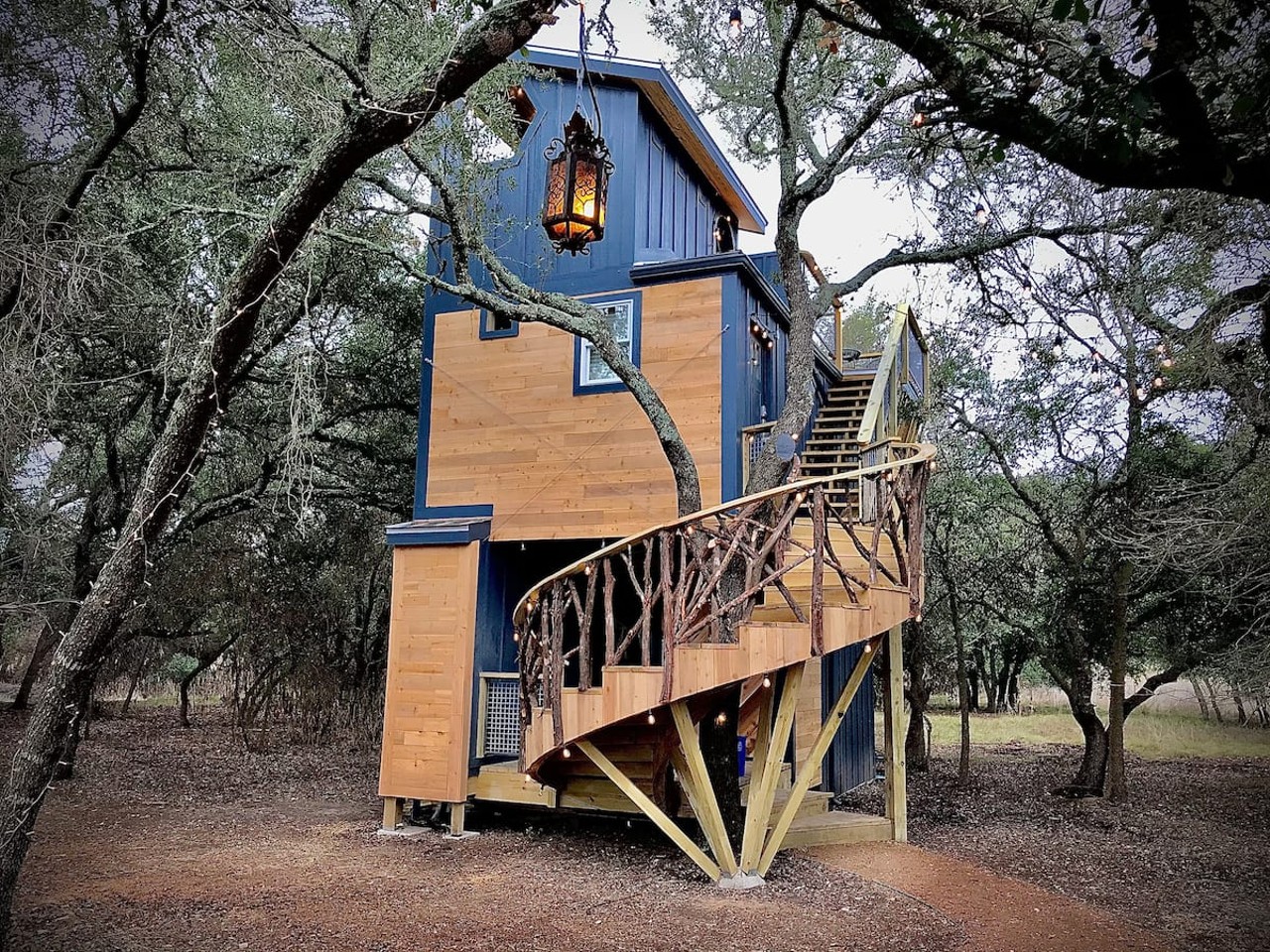 Acorn Treehouse at HoneyTree Farm, Fredericksburg
$356 per night
If you love tiny houses and don't mind stairs, this treehouse might be the place for you. The beautifully furnished abode in Fredericksburg even has an outdoor bath. If that sounds scary, don't worry — it's enclosed on three sides for privacy.