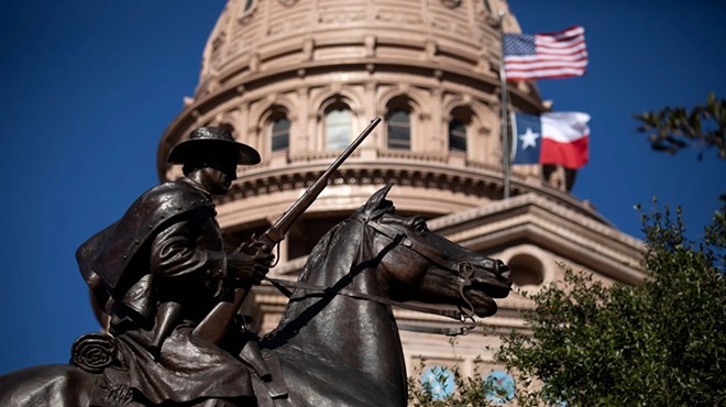 A monument to the 8th Texas Cavalry, a Confederate regiment also known as Terry's Texas Rangers, is located on the south side of the state Capitol grounds.