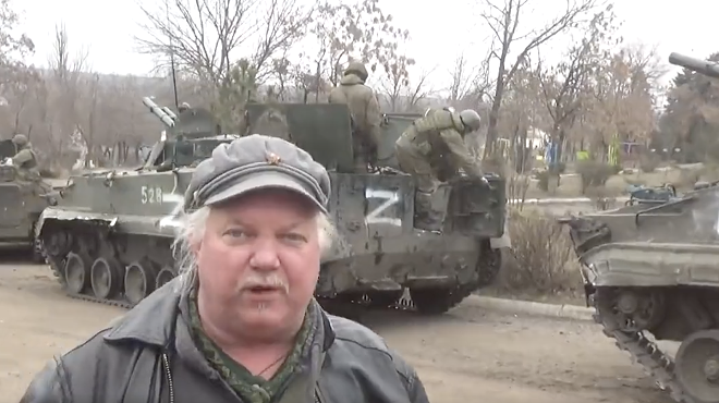 Texas man Russell Bonner Bentley vlogs alongside invading Russian forces, whom he claims are "fighting Nazi's" in Ukraine.