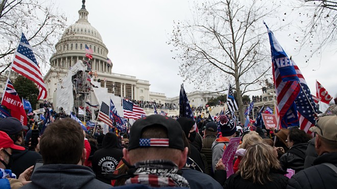 Trump supporters storm the U.S. Capitol during the January 6 insurrection.
