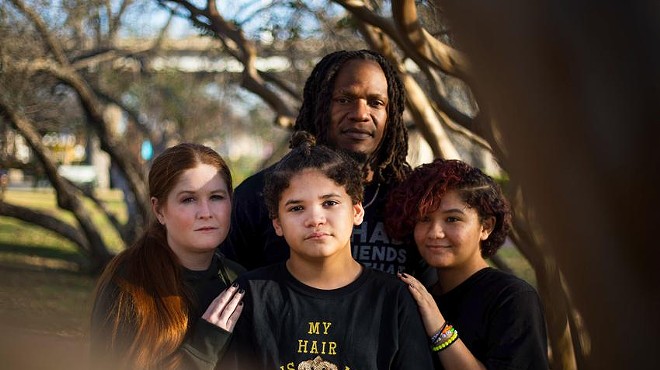 From left: Hope, Maddox, Dante and Mia Cozart. Maddox’s school in the Troy Independent School District placed him in in-school suspension over his hairstyle earlier this year.