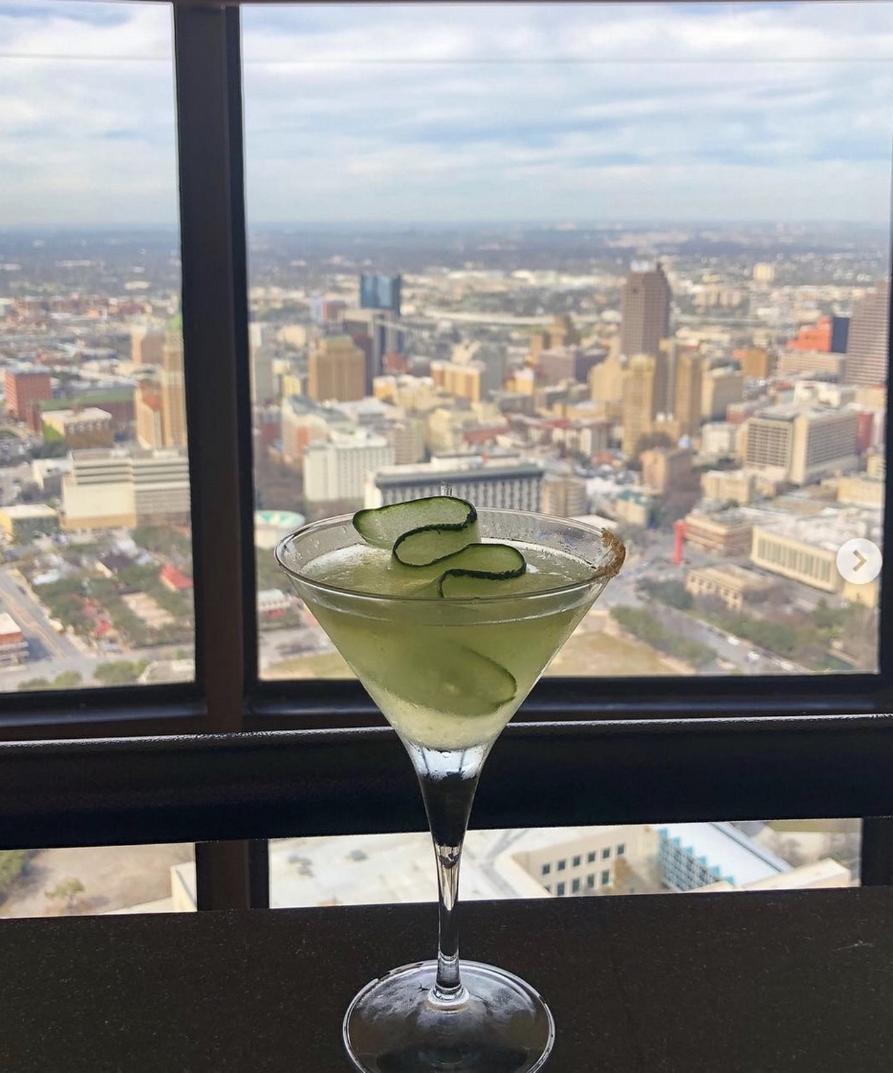 7. Bar 601 at the Tower of the Americas
Soaring 750 feet above the Alamo City, Bar 601's key attraction is its killer view. Snag a bar seat in the stationary lounge while the attached restaurant rotates slowly, giving diners a panoramic view of the cityscape. Whether you're showing out-of-towners the lay of the land or wooing a new potential boo, the visuals make for an icebreaker that's hard to beat. Sip on a well-balanced pomegranate martini or a glass of wine while you try to spot your favorite landmarks from the sky. 739 E. C&eacute;sar E. Ch&aacute;vez Blvd., (210) 223-3101, toweroftheamericas.com.
Photo via Instagram / cease_dls