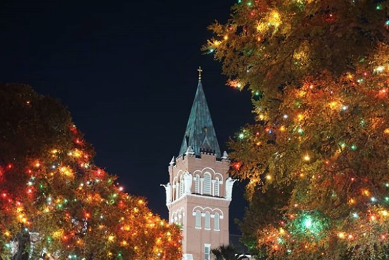University of the Incarnate Word
4301 Broadway, lightthewaysa.com
Though the opening weekend festivities of Light The Way — which was converted to a drive-through event this year — are completely sold out, the beautiful display of lights across the UIW campus remain. You’ll find lights nestled on numerous trees that literally light the way across campus.
Photo via Instagram / uiw.international