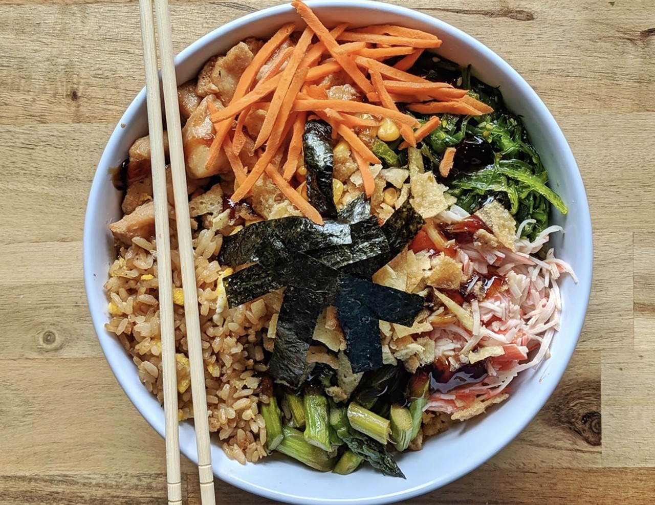 Roll On In
Loop 1604 & Redland Rd., (210) 419-3793, facebook.com/rolloninsanantoniotx
Roll On In’s rice-based bowls, salads and sushi burritos can be made with seaweed or soy wraps. Possible toppings include raw ingredients — think salmon and tuna — as well as cooked accoutrements including salmon, shrimp, chicken, steak, crab and tofu.
Photo via Instagram / roll_on_in