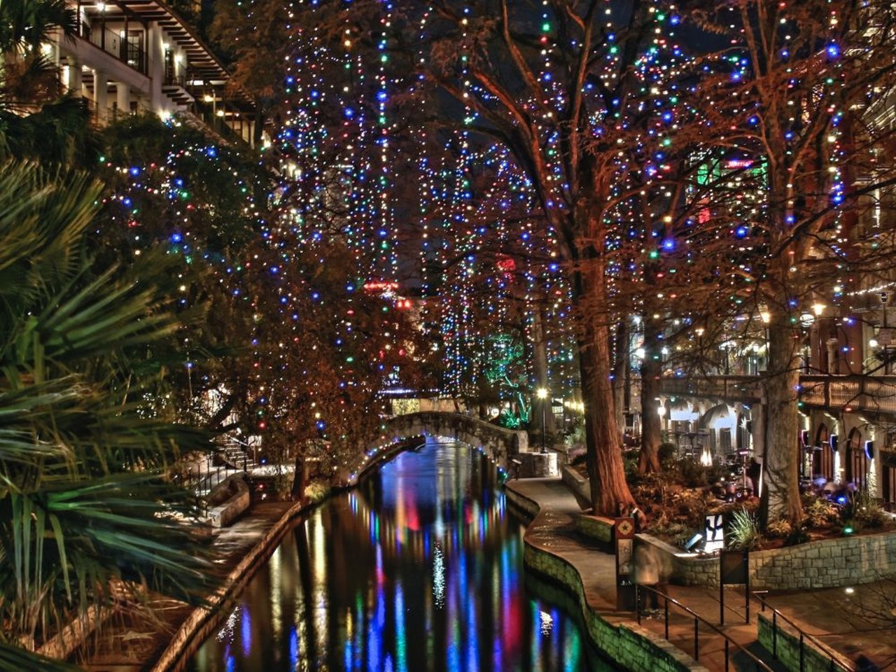 The River Walk
849 E. Commerce Street, (210) 227-4262, thesanantonioriverwalk.com
Want a super romantic date idea that won’t break the bank? Take your sweetheart to the River Walk and fall in love with the lights. The lights will be on every night from November 24-January 7, 2024, and special events like the Ford Fiesta de las Luminarias will take place on select weekends throughout December.